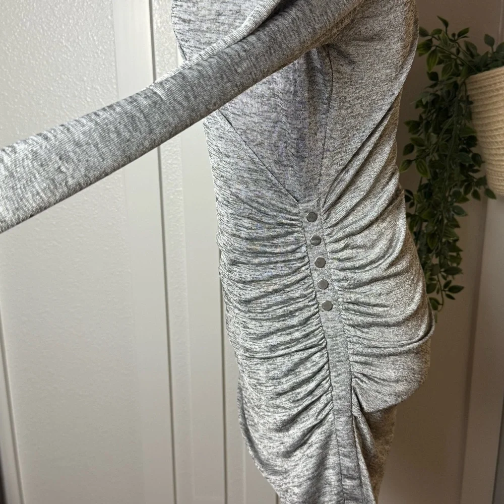 White House Black Market Heather Gray ruched‎ Dress size small - Picture 4 of 8